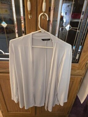 IMAN White Open-Front Draped Cardigan Jacket